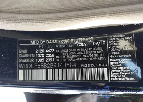 2011 Mercedes-Benz C 300 Luxury 4Matic/Sport 4Matic from USA, damaged, VIN WDDGF8BB2BR148584